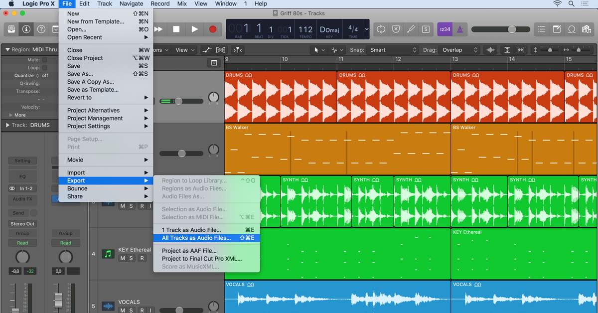 Esportare le Tracce per il Mix