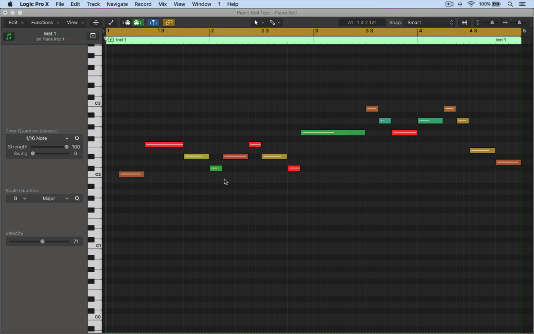 piano roll spostare note