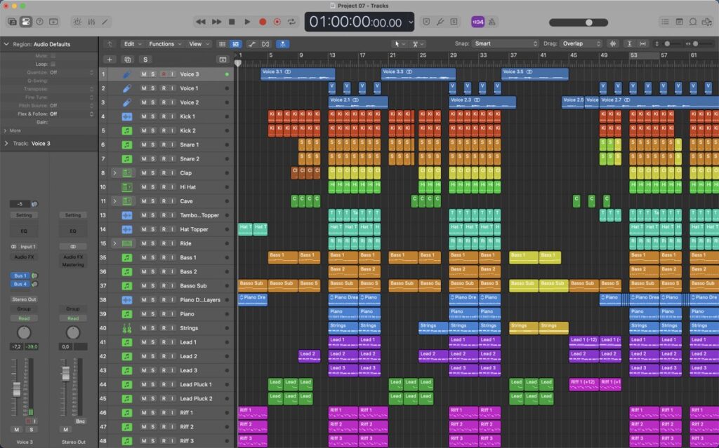 Reference - Allineamento sezioni corso di produzione pop con logic pro